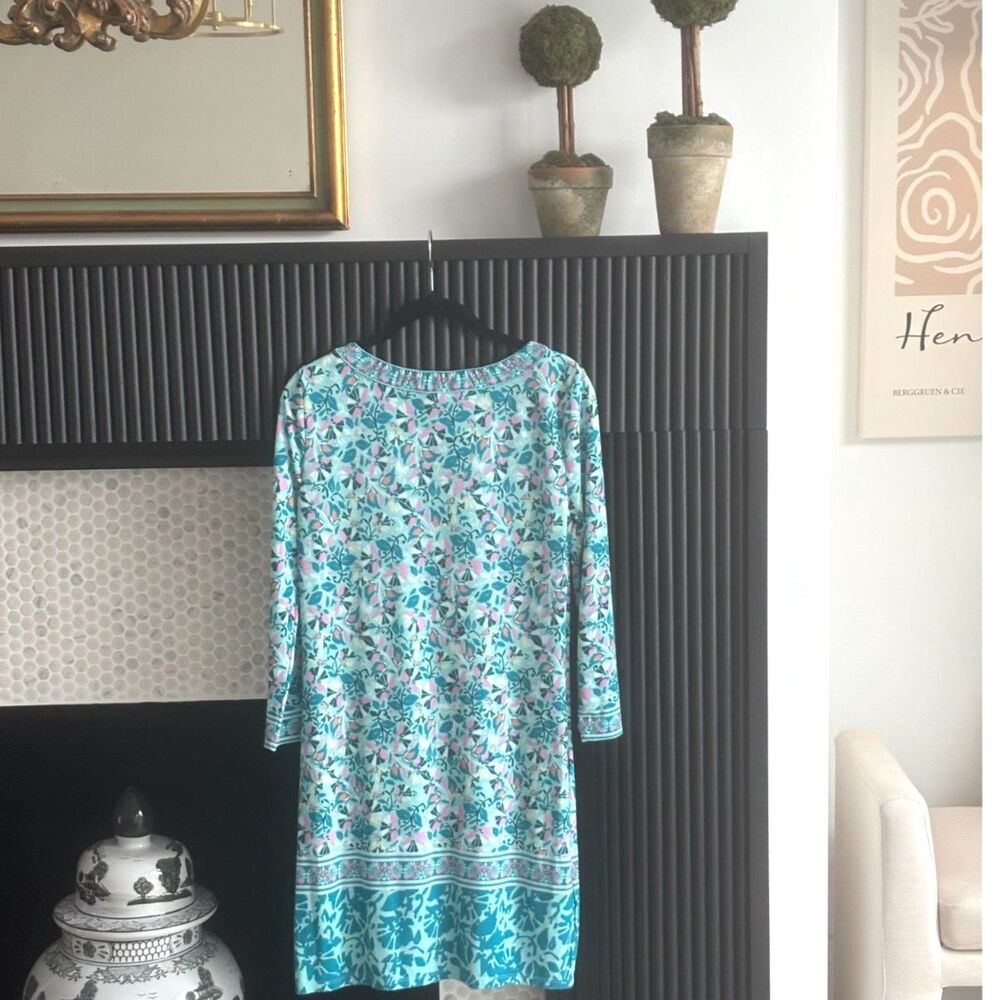BCBGMAXAZRIA Avila Aqua Combo Floral Tunic Dress XS - Picture 4 of 5